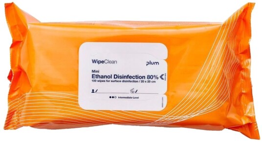 WipeClean Etanol Desinfeksjon 80% Mini - 100 Stk Desinfeksjon Desinfeksjonsservietter Helse & Livsstil