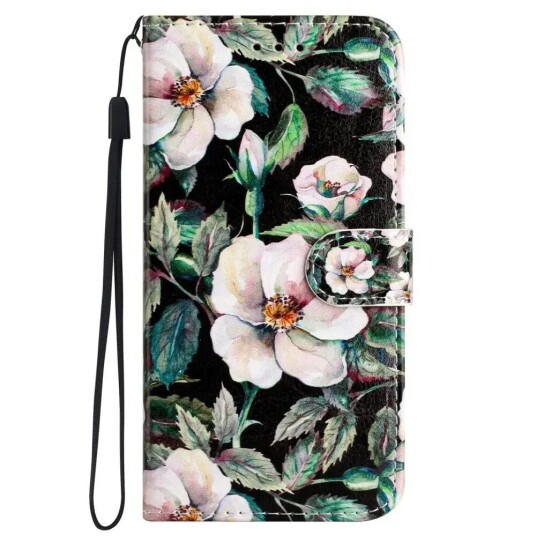 INCOVER Samsung Galaxy S24 Kunstskinn Flipdeksel m. Lommebok og Stropp - Magnolia Blomster