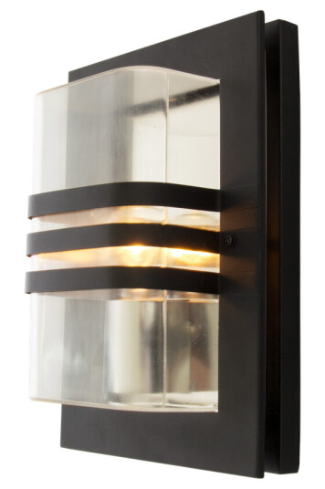 Aneta Lighting Capo vegglampe utendørs IP44 E27 - Svart/Klart glass