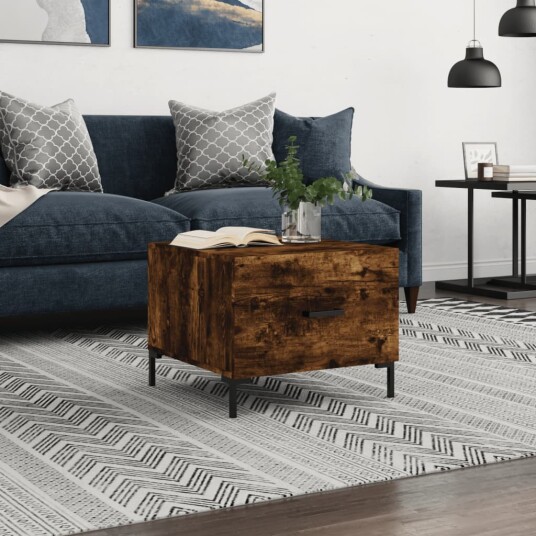 vidaXL Salongbord røkt eik 50x50x40 cm konstruert tre