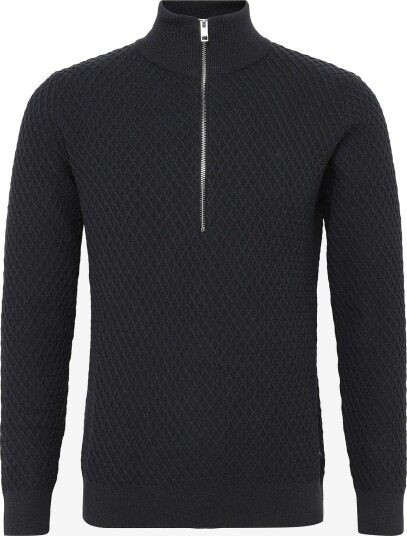 Lindbergh Half Zip Cable Knit Jumper   DK NAVY   S