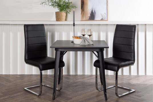 Venture Home Tempe Matgruppe 80 cm Rektangulær med 2 Tempo stoler Sort