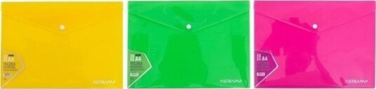Astra A4 Konvoluttmappe Med Trykknapp Neon Mix Astrapap