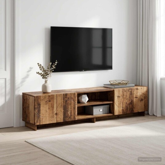 vidaXL TV benk 179.5 x 34.5 x 40 cm Gammelt tre Konstruert tre