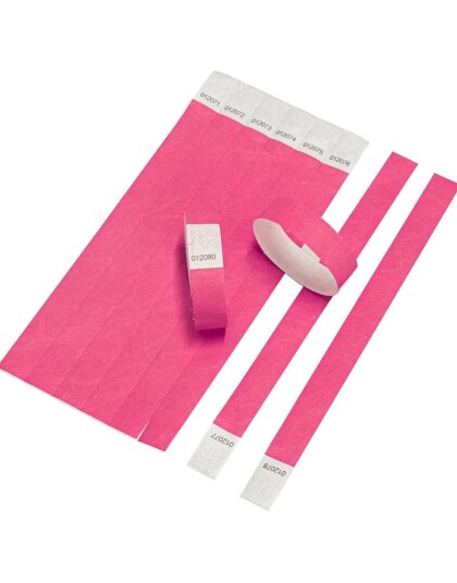 Superkul 1000 stk Nummererte Tyvek Festivalarmbånd Entrearmbånd Rosa ALI Tyvek Rosa 1000