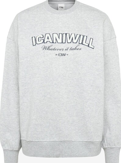 ICANIWILL Everyday Relaxed Crewneck Terry Print W   LIGHT GREY MELANGE   XL