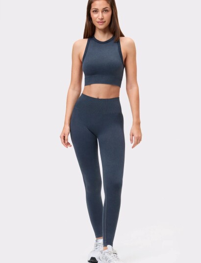 STRONGER Washed Seamless High Neck Bra Navy XL