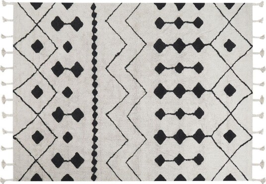 Khemisset Bomullsteppe 160x230 cm - Svart/hvit