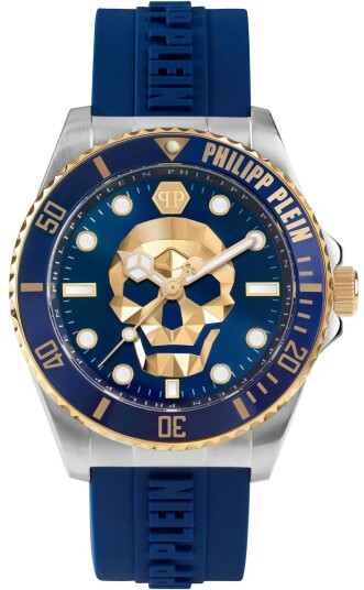 Philipp Plein Herreklokke PWOAA0222 The Skull Blå/Gummi Ø44 mm Philipp Plein Herreklokke PWOAA0222 The Skull Blå/Gummi Ø44 mm