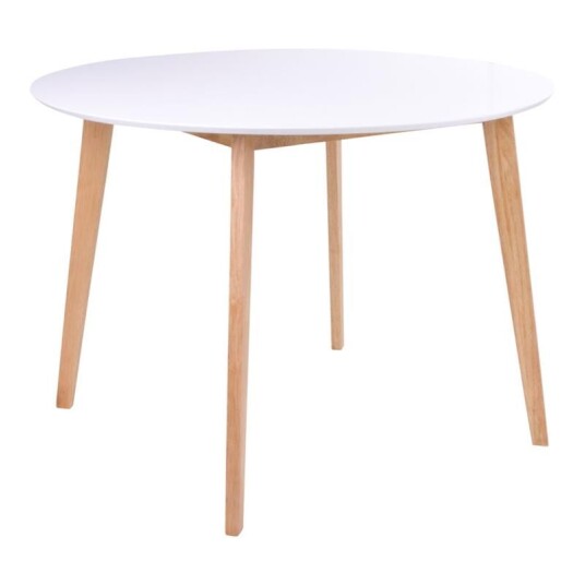 Voos spisebord Ø105 cm i hvit og natur.