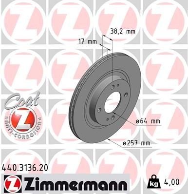 Bremseskive ZIMMERMANN 440.3136.20