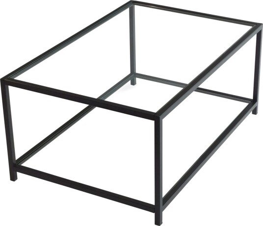 Sabani Sofabord 90 cm med Oppbevaring Hylle - Glass/Svart