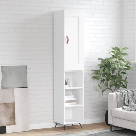 vidaXL Highboard hvit 34,5x34x180 cm konstruert tre 8720845497194