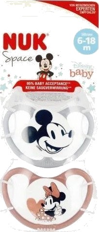Nuk Mickey & Minnie Mouse Silikonsmokk 6-18 mnd 2 Stk