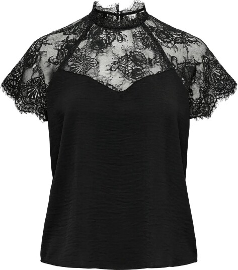 JDY Jdylion S/S Lace Top Wvn Dia   Black   S