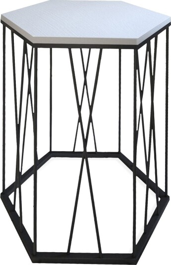 Falan Sidebord 40 cm Heksagon - Hvit/Svart