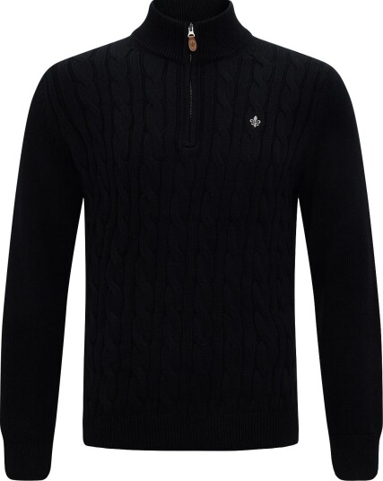 Morris Nathan Cable Half Zip BLACK XXL