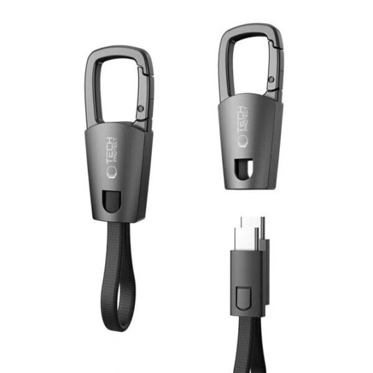 Tech-Protect Ultraboost USB-C 60W Nøkkelring Kabel Grå 17cm Tech-Protect Ultraboost USB-C 60W Nøkkelring Kabel Grå 17cm