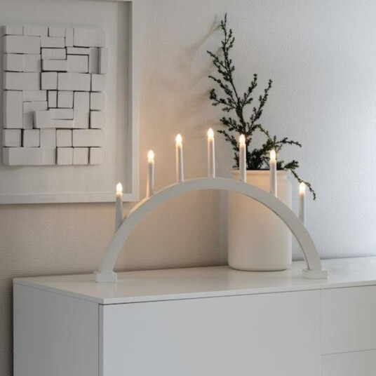 Adventsstake 7 armet buet Hvit Hvit