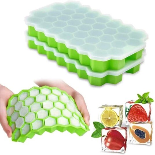 Megabilligt Stackable Ice Form with Lid Cube Shape Hexagon Baking Mold Silikon Megabilligt Stackable Ice Form with Lid Cube Shape Hexagon Baking Mold Silikon