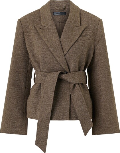 Gina Tricot Kåpe Herringbone Short Coat Brun