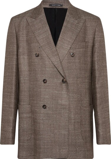 Reiss Vallance Db Peak Herringbone Blazer BROWN 42