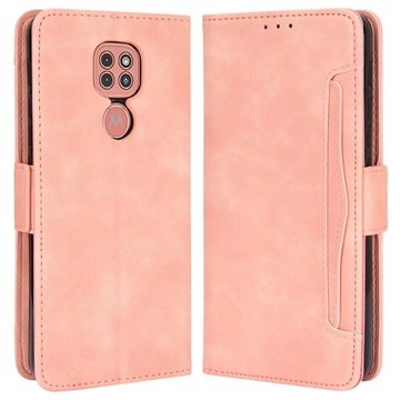 Motorola Moto E7 Plus Lommebok-deksel med Kortholder Rosa