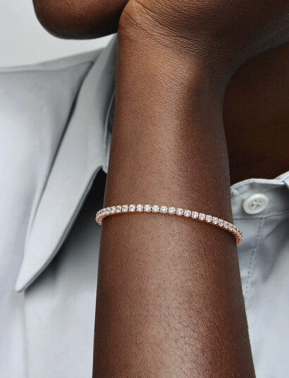 Pandora 14K Rose Gold-Plated Bracelet With Clear Cubic Zirconia - Pink - 20 CM