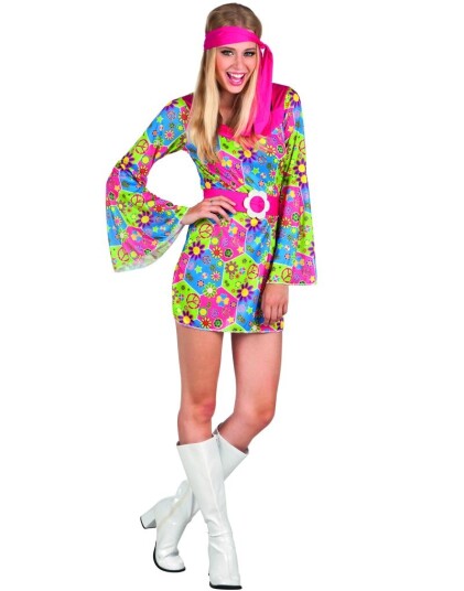 Flower Power Lady Hippiekostyme Til Dame