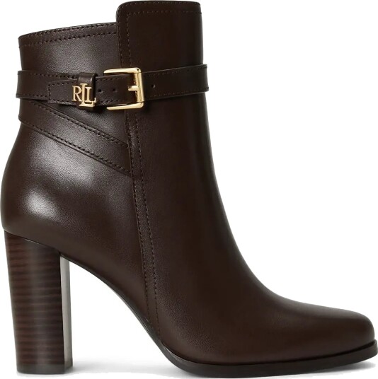 Lauren Ralph Lauren Brooke Ii Calfskin Bootie Heel Brown 42
