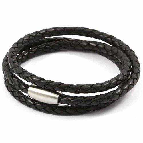 Armbånd i sort skinn bolo