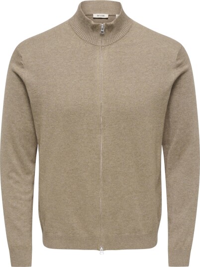 Only & Sons Loui Regular Zip Cardigan Knit Grå XL