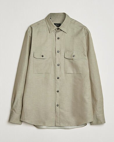 Brioni Cotton/Linen Overshirt Olive Brioni Cotton/Linen Overshirt Olive