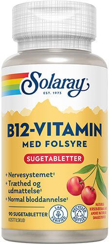 Solaray B12 vitamin med folsyre 90 tabletter Solaray B12 vitamin med folsyre 90 tabletter