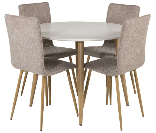 Venture Design Plaza & Windu spisegruppe Hvit/grå 4 st stoler & bord 100 cm