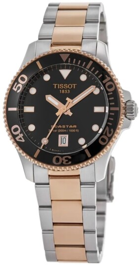 Tissot Dameklokke T120.210.22.051.01 Seastar 1000 Sort/Rose gulltonet