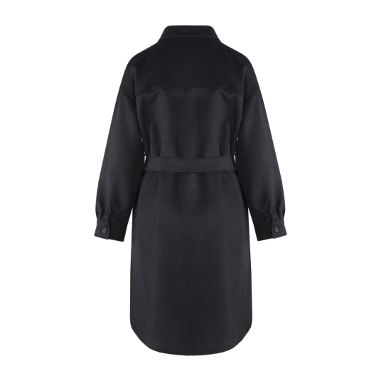 Katinka Overshirt Black L Long Belted Overshirt