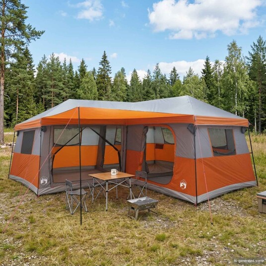 telt Familietelt med regntrekk vanntett 14 personers Grå og Oransje