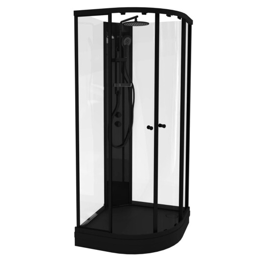 Vikingbad Sofia Svart Matt Dusjkabinett - Søyle / 90x90cm Hvit Glass
