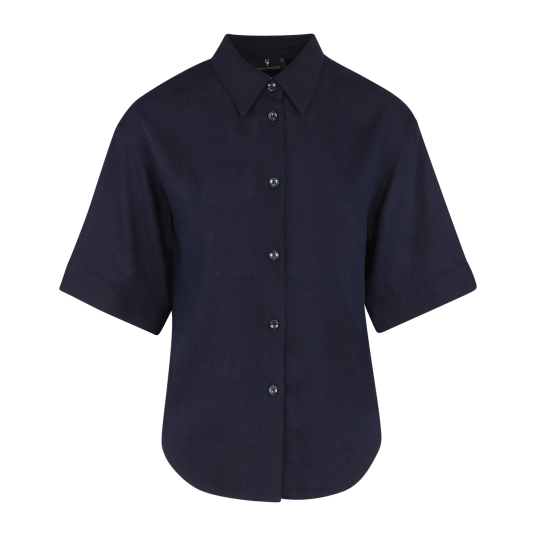 Nemi SS Shirt Navy S SS boxy linen shirt