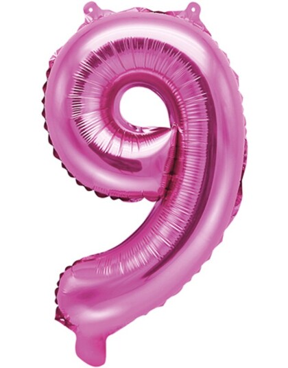 Tallet 9 Rosa 35 cm Liten Folieballong