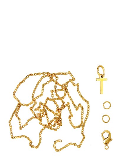 Me & My Box Letter T Gp With O-Ring, Chain And Clasp - Gold - ONE SIZE