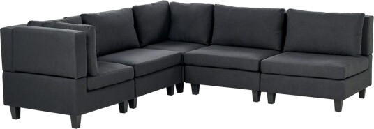 5 sits Hörnsoffa Beliani Unstad Beige/svart Högervänd Polyester Black 5 sits Hörnsoffa Beliani Unstad Beige/svart Högervänd Polyester Black