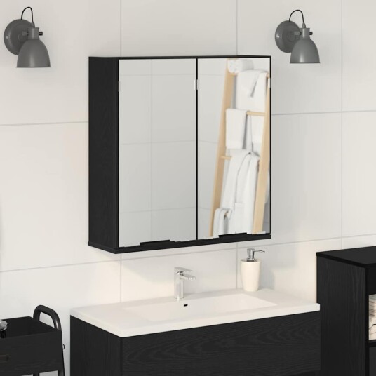  Badspeilskap   Svart eik 64x20x66.5 cm Laget av konstruert tre