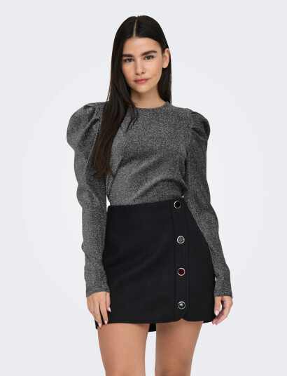 ONLY Onlrich L/S Glitter Puff Top Jrs - Grey - XS ONLY Onlrich L/S Glitter Puff Top Jrs - Grey - XS