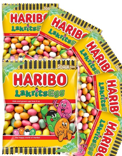 18 stk Poser med Haribo Lakrisegg   Hel Eske 2,16 kg