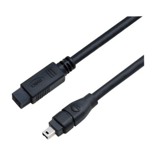 ELETRA IEEE 1394A 4P M - 1394B 9P M 1M KABEL, SVART