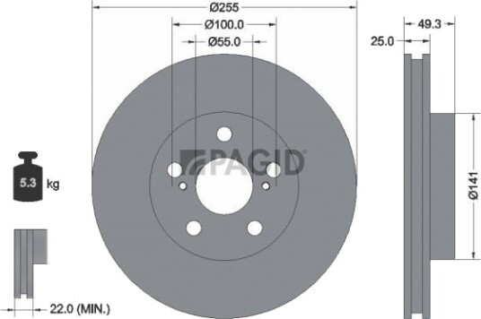 PAGID 55250NC Bremseskive