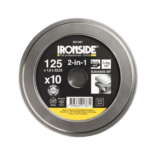 Ironside 201387 Kappeskive 125 mm 10 pakning 125 x 1,0 x 22 mm Maskintilbehør & forbruk