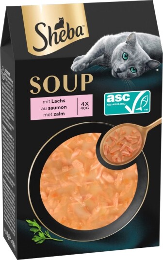 Sheba Våtfôr Sparepakke Classic Soup Porsjonsposer Laks 80 X 40 G